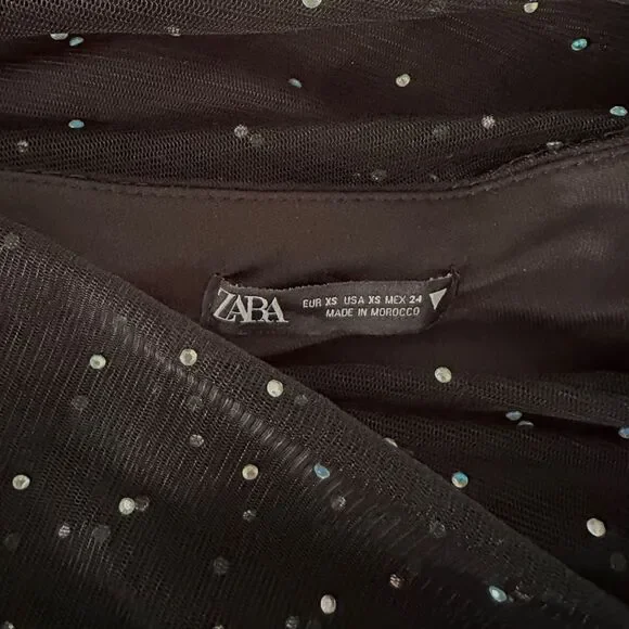 ZARA Dress One Shoulder Black Rhinestone Size XS • BLOGGER FAVORITE • - Picture 13 of 17